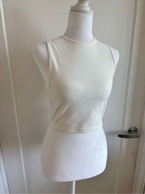 About Us- Women’s White Sleeveless Crop Tank Top